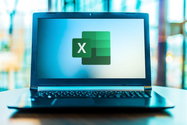 Laptop computer displaying logo of Microsoft Excel